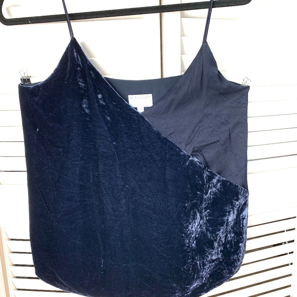 Navy Blue Velvet Cami Size 12 Like New